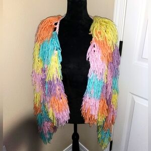 PASTEL FRINGE YARN CARDIGAN in S/M